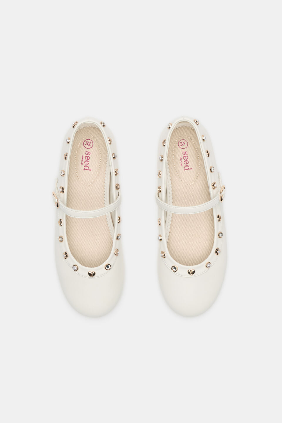 Stud Detail Ballet  Classic Cream