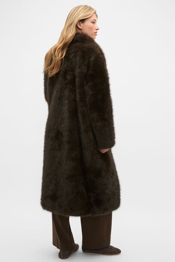 Maxi Faux Fur Coat  Coffee Bean  hi-res