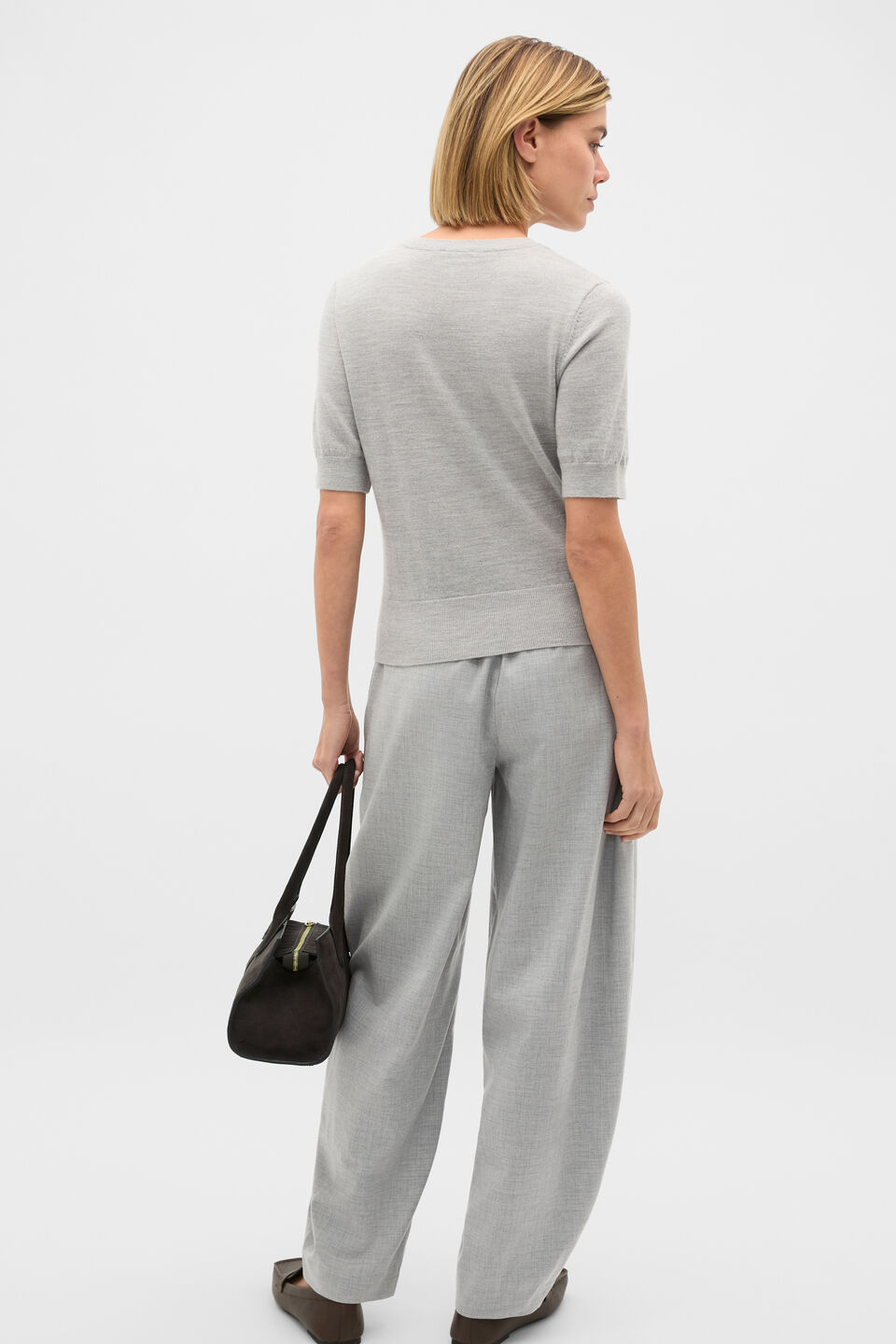 Australian Merino Crew Neck Tee  Slate Marle