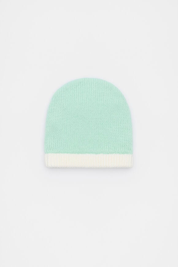 Colourblock Knit Beanie  Mint  hi-res