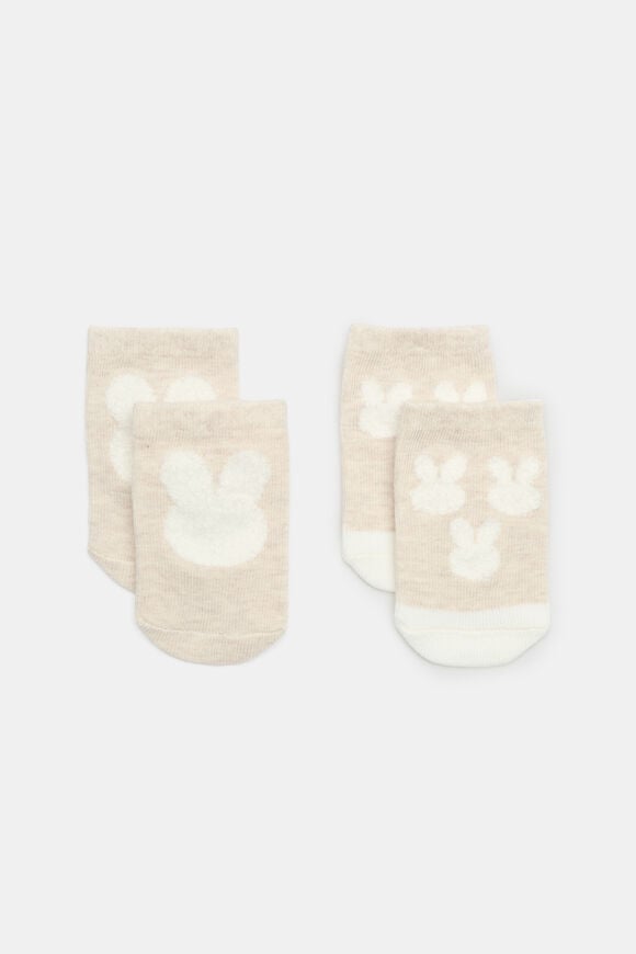 Fluffy Bunny Sock 2 Pack  Oat Marle  hi-res
