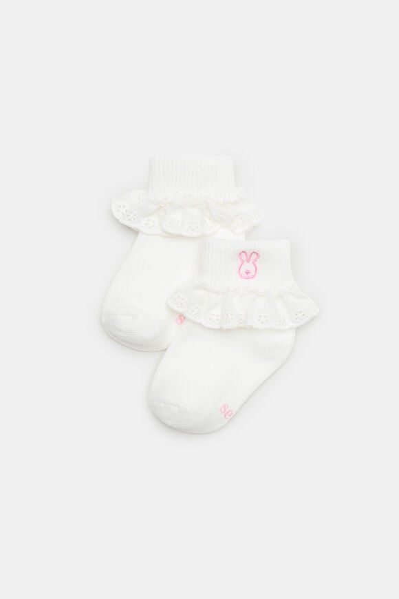 Bunny Frill Sock  Vanilla  hi-res