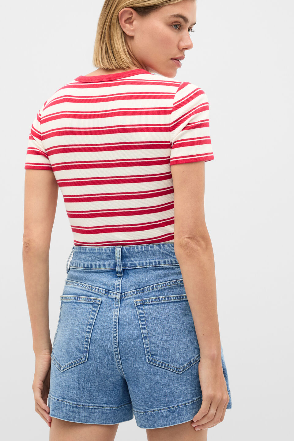 Denim High Waisted Short  Mist Blue Wash