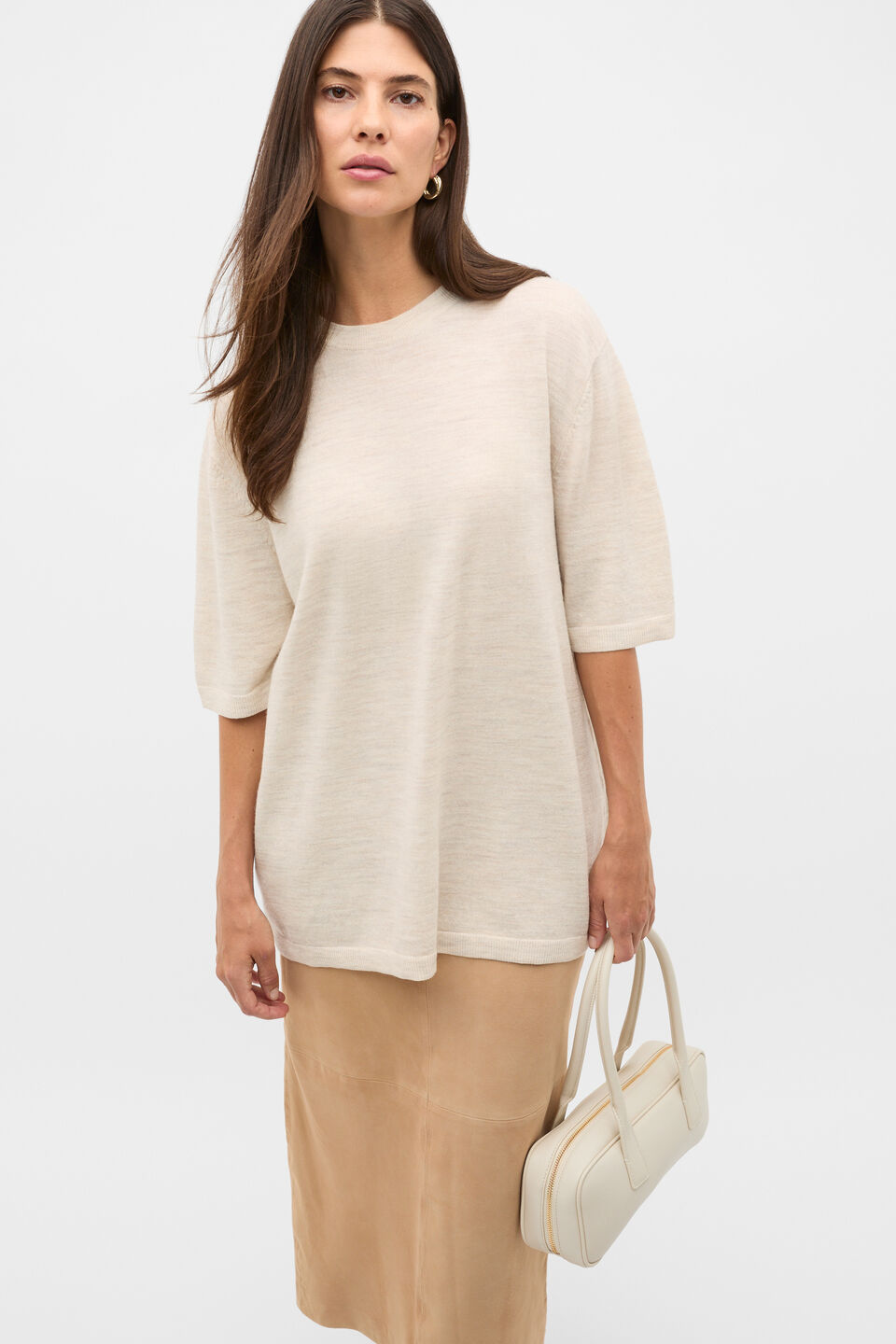 Australian Merino Oversized Tee  Mist Marle