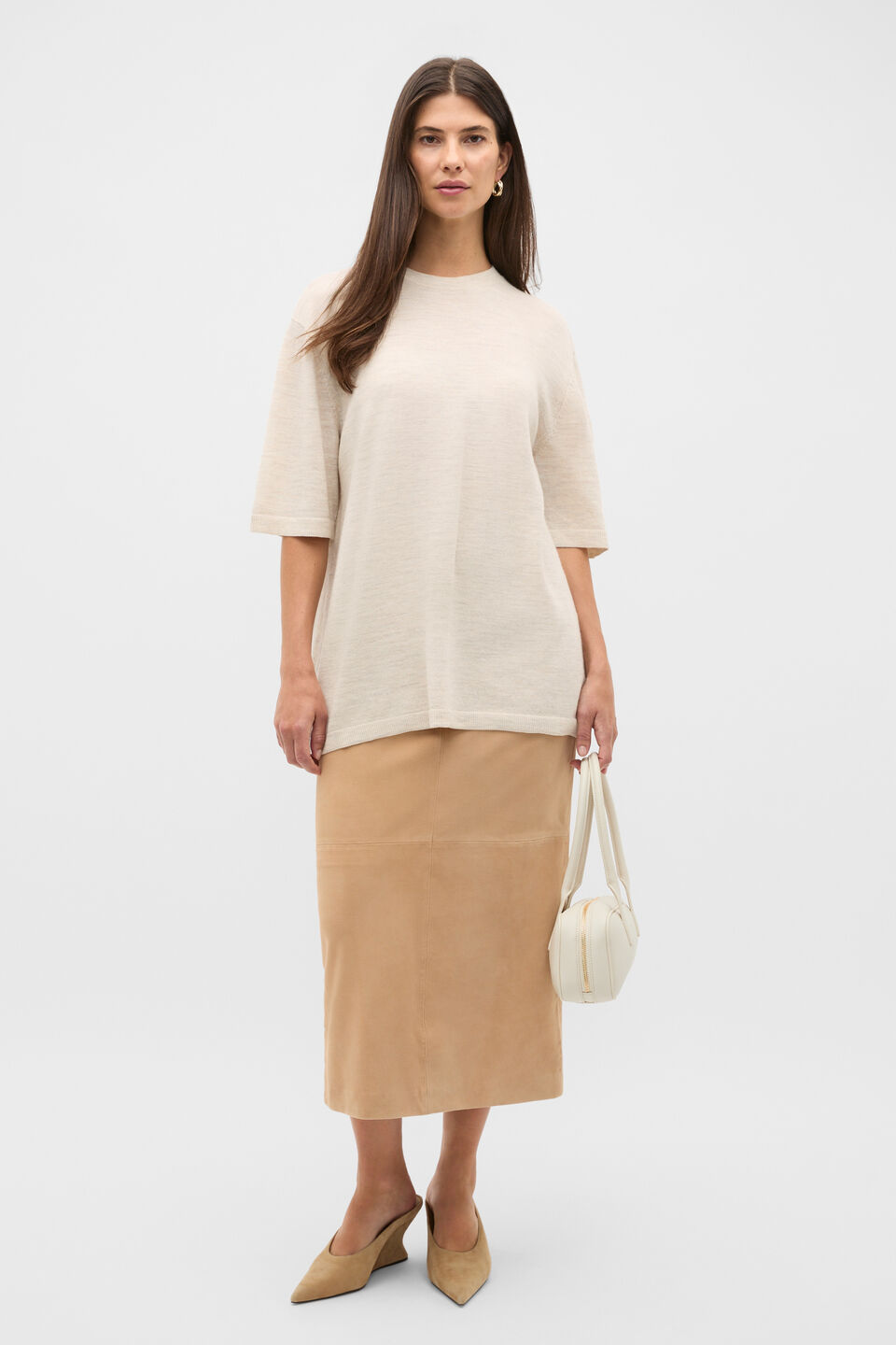 Australian Merino Oversized Tee  Mist Marle