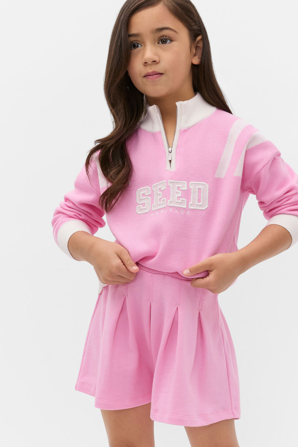 Quarter Zip Logo Sweat  Candy Pink