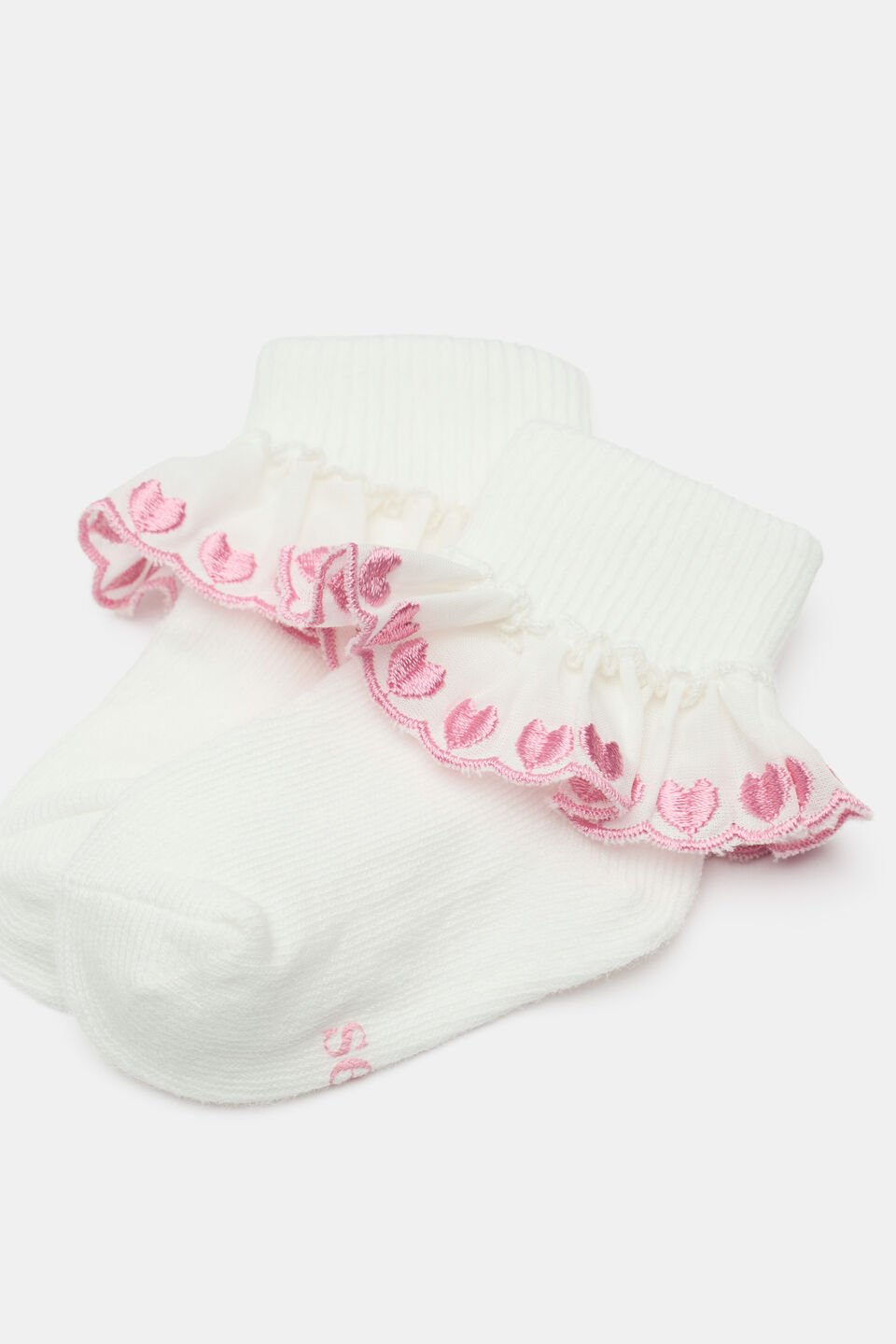 Baby Heart Frill Sock  Vanilla