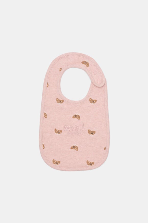 Logo Croissant Bow Bib  Blush Pink Marle  hi-res