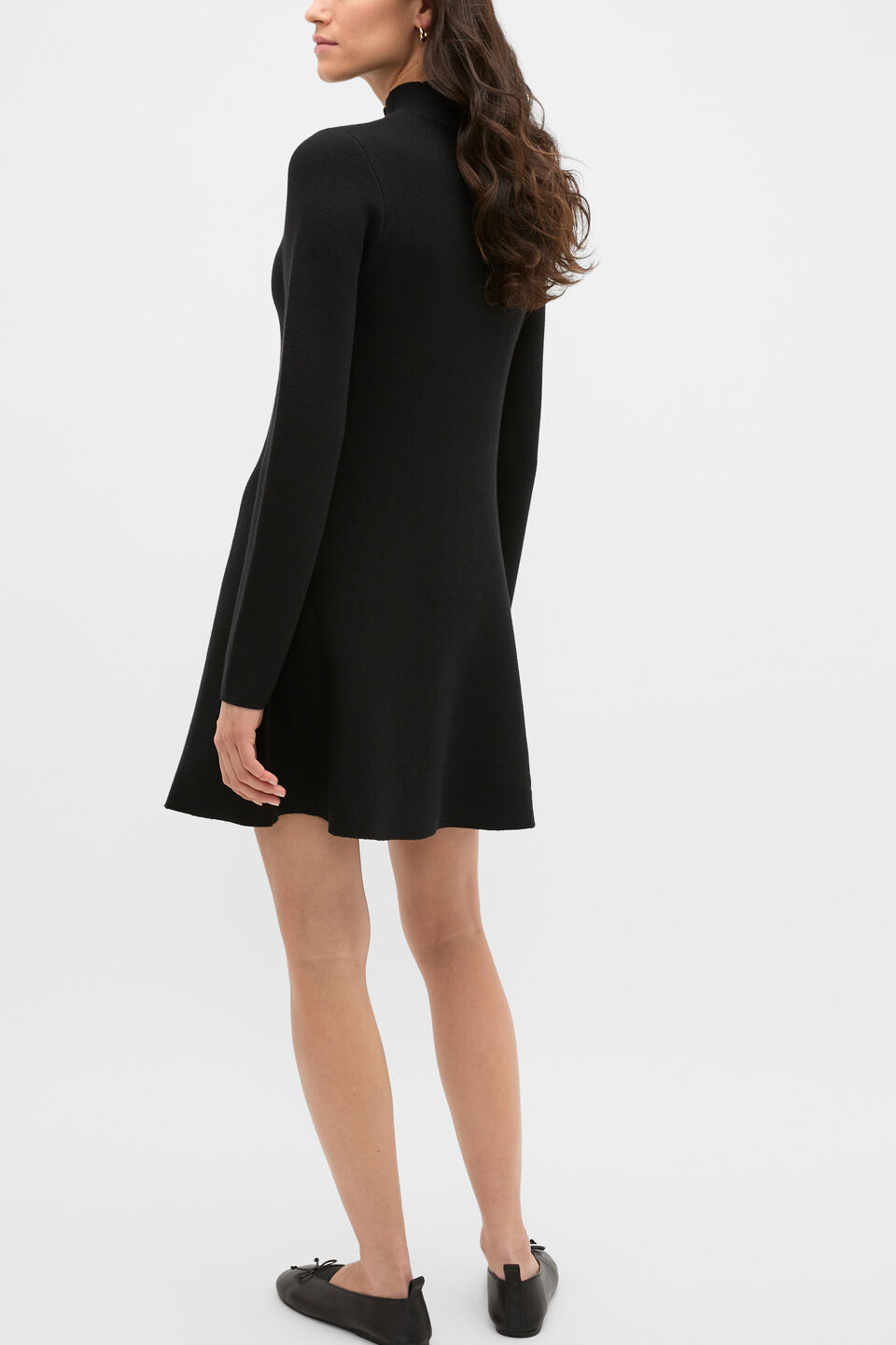 Fluted Knit Mini Dress  Black