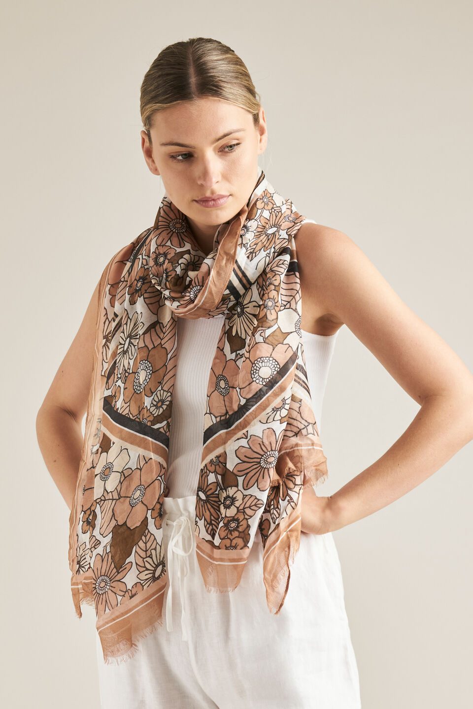 Retro Floral Scarf  