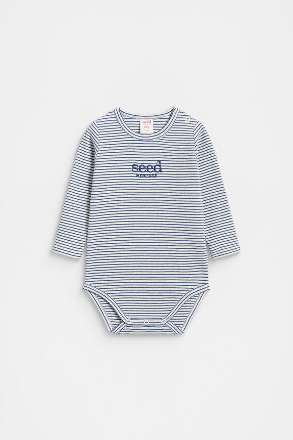 Core Rib Logo Bodysuit  Navy Stripe  hi-res
