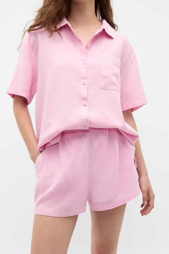 Embroidered Shirt and Short PJ Set  Fairy Floss  hi-res