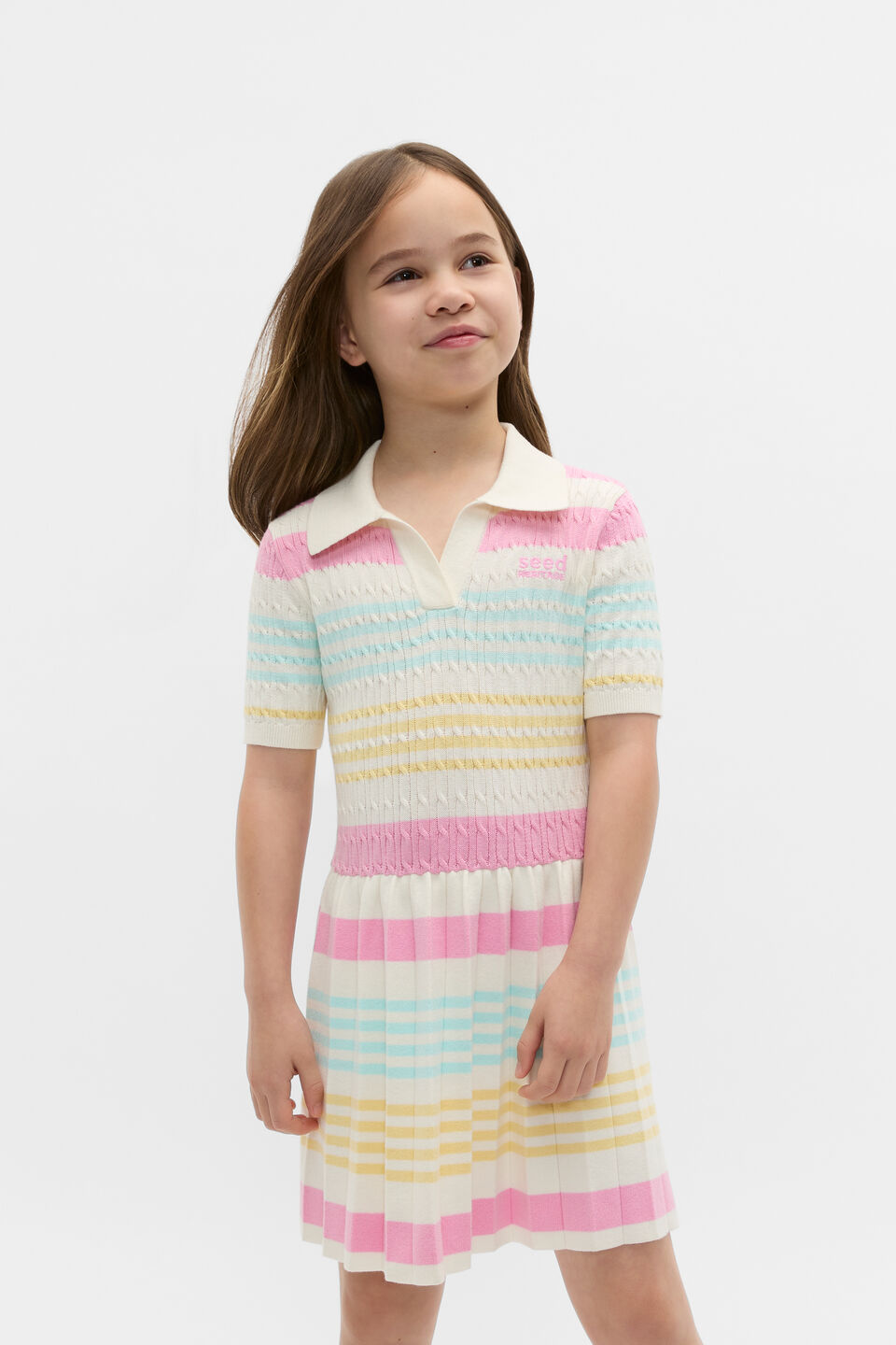 Logo Pleat Knit Dress  Candy Pink