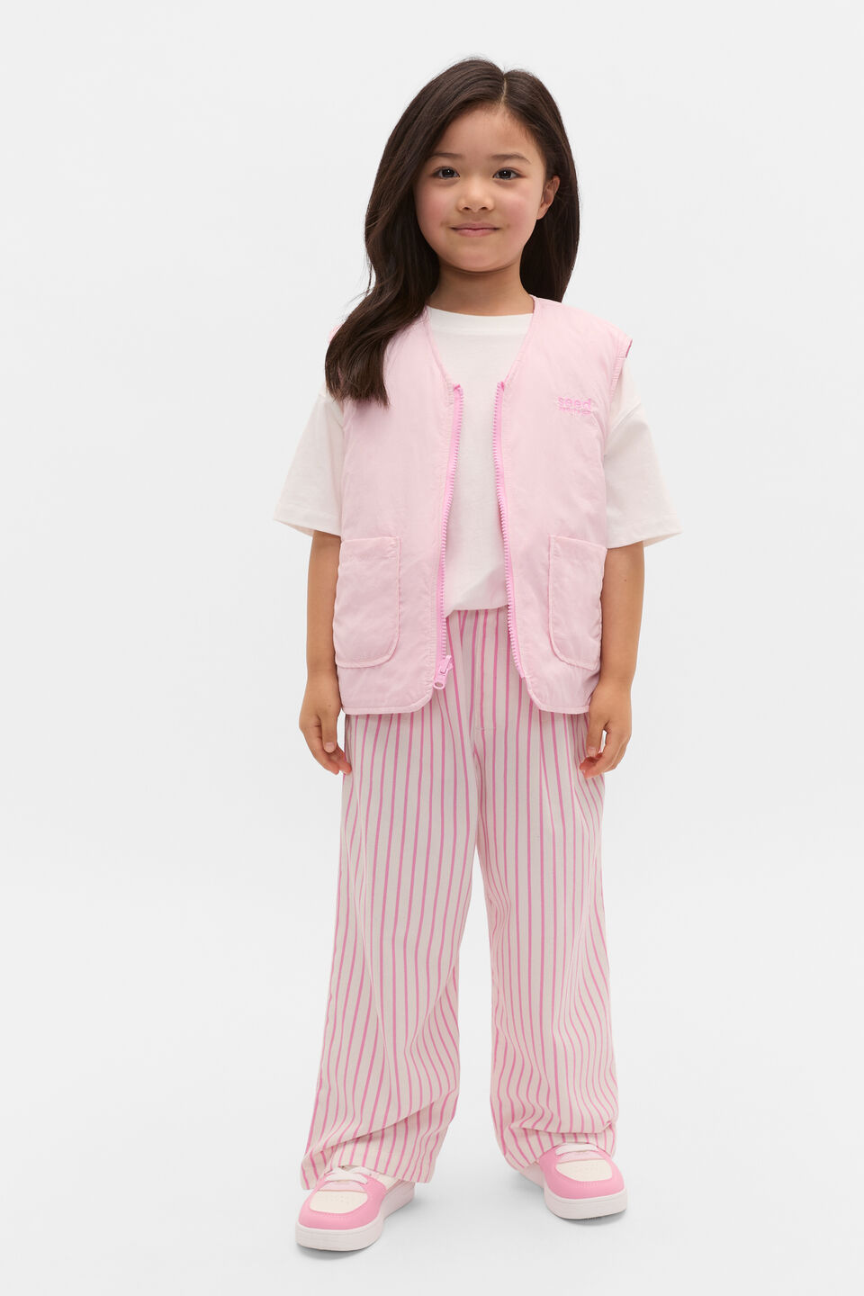 Quilted Logo Vest  Pink Lemonade