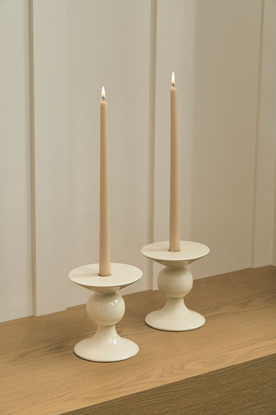 Tall Taper Candle Set of 2  Egg Shell
