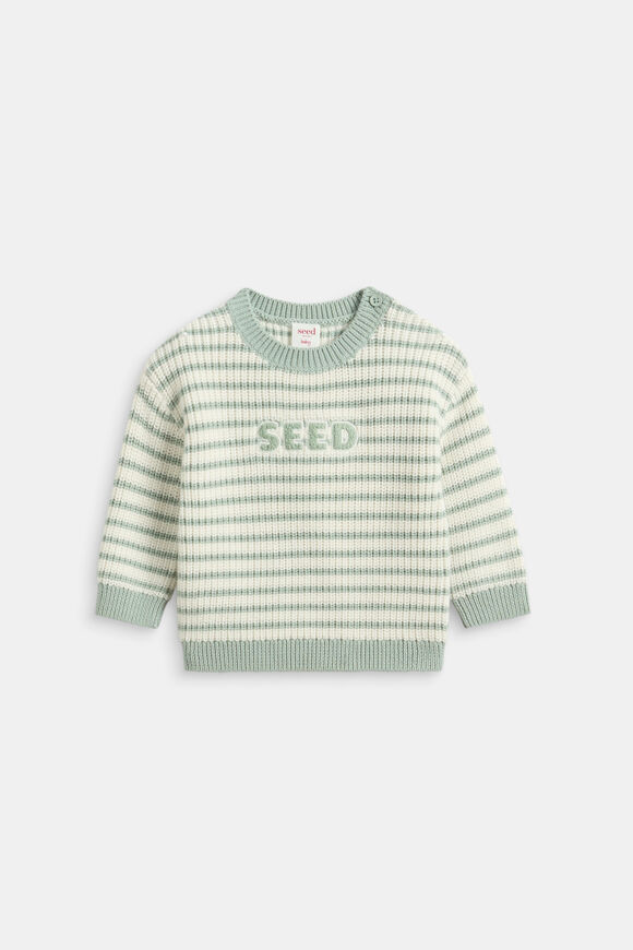 Logo Stripe Knit  Sage Stripe  hi-res