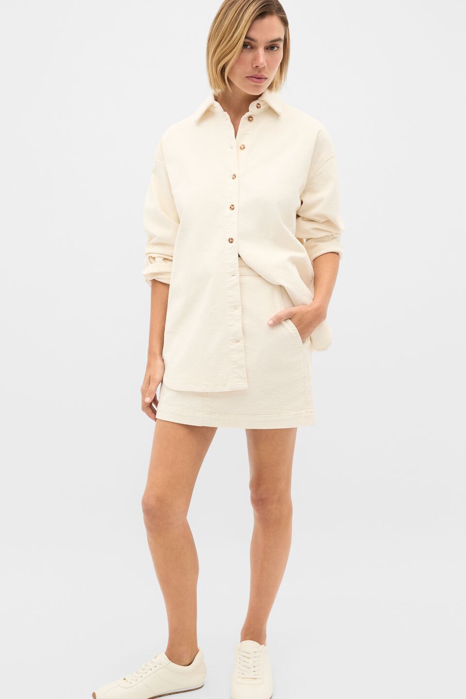 Cord Oversized Shirt  Coconut Cream