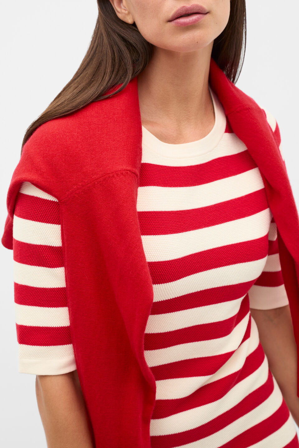 Textured Stripe Knit Mini Dress  Poppy Stripe