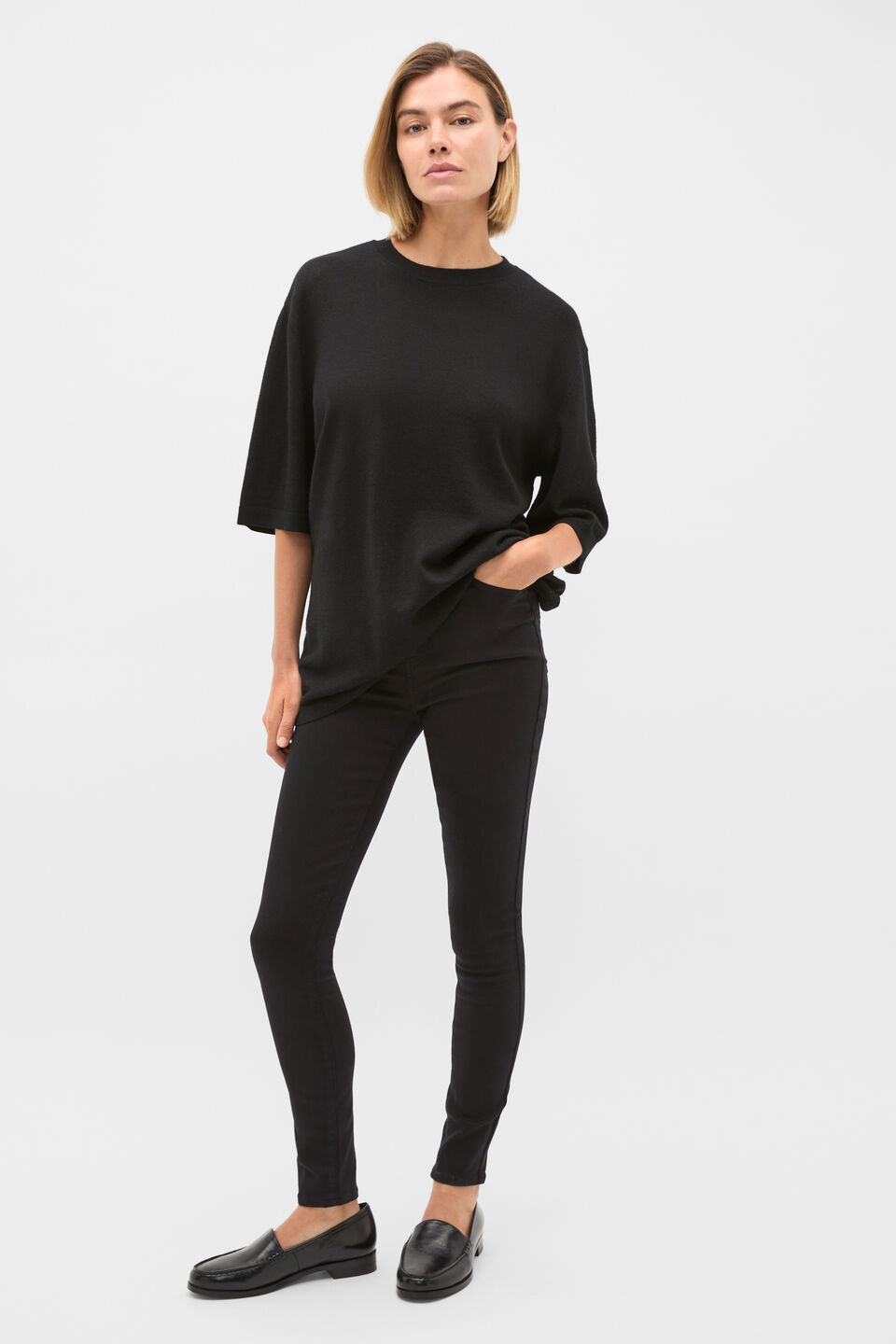 High Waisted Skinny Leg Jean  Black