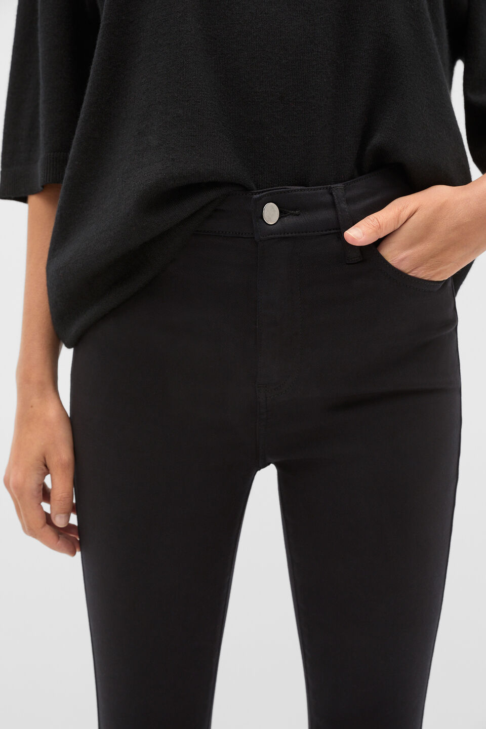 High Waisted Skinny Leg Jean  Black