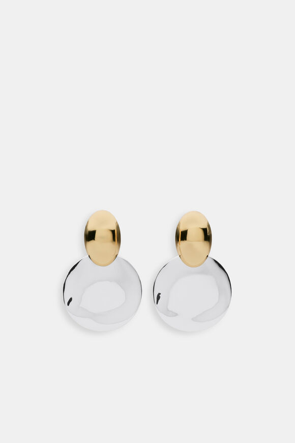 Statement Mixed Metals Earring  Gold Silver  hi-res