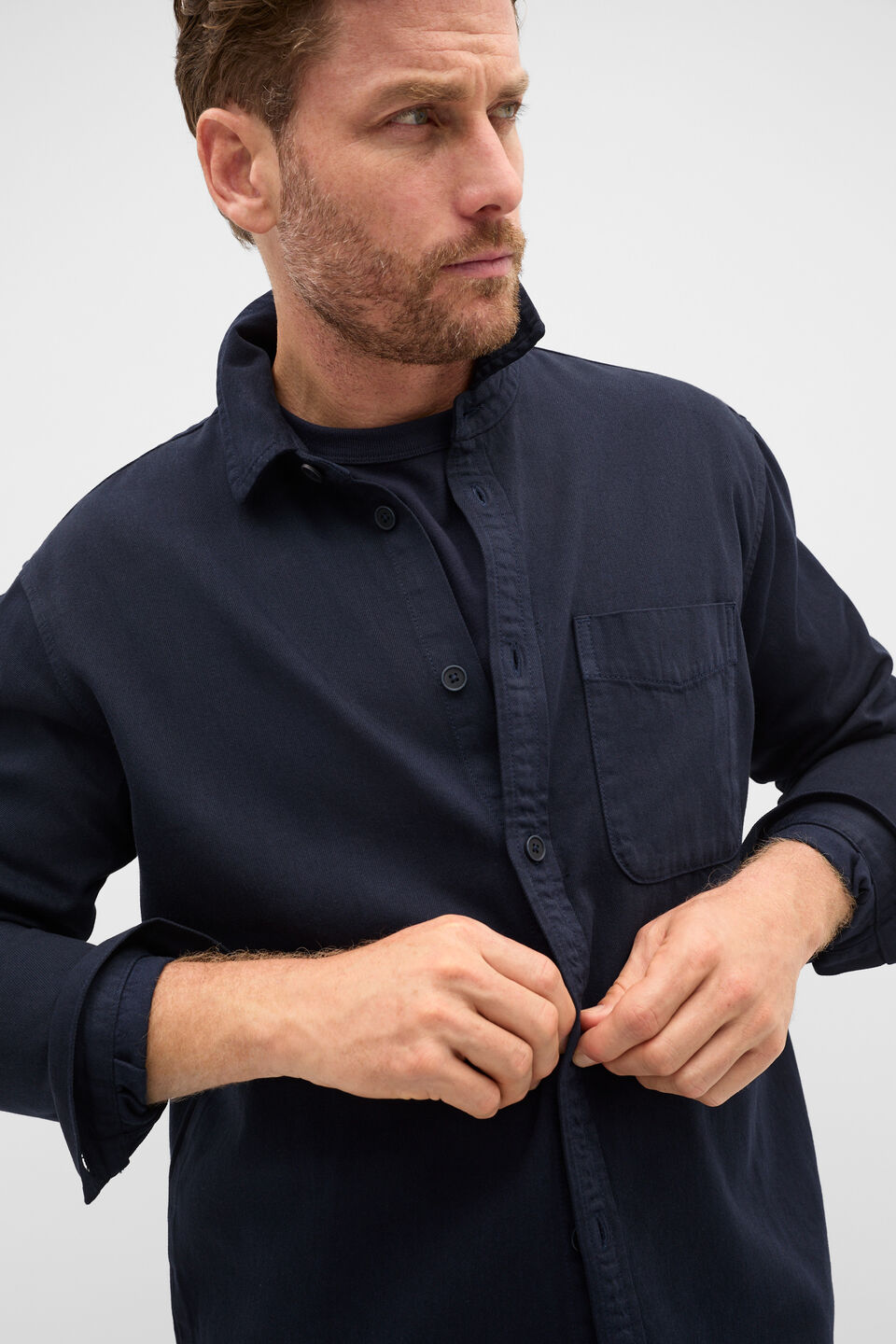 Long Sleeve Twill Shirt  Midnight Blue