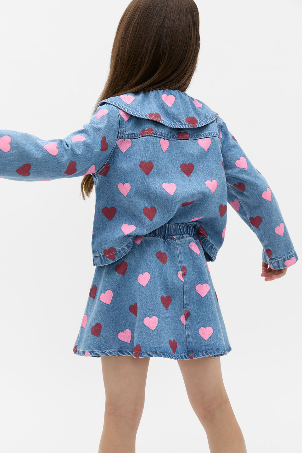 Heart Denim Skirt  Washed Indigo