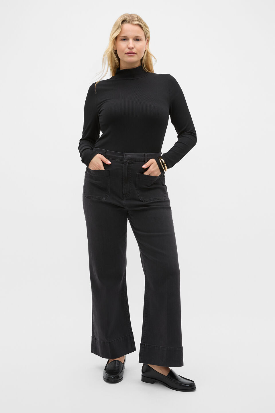 Core Wide Leg Pocket Jean  Charcoal Wash