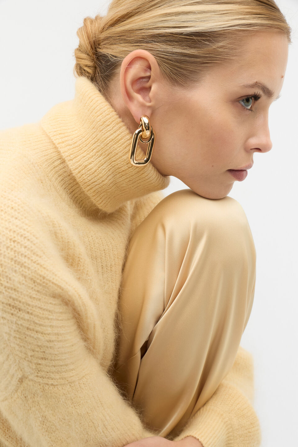 Longline Rib Roll Neck Knit  Marzipan Marle