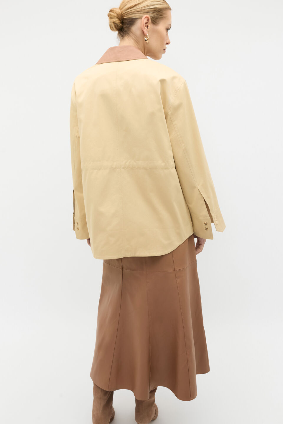 Contrast Collar Barn Jacket  Marzipan