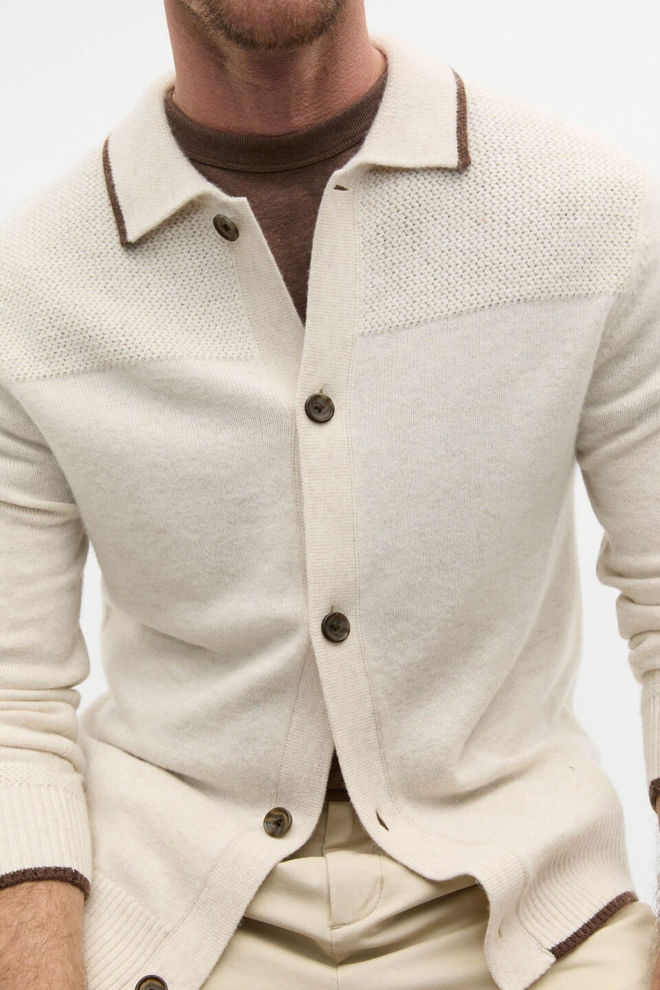 Textured Cardigan  Cool Stone Marle