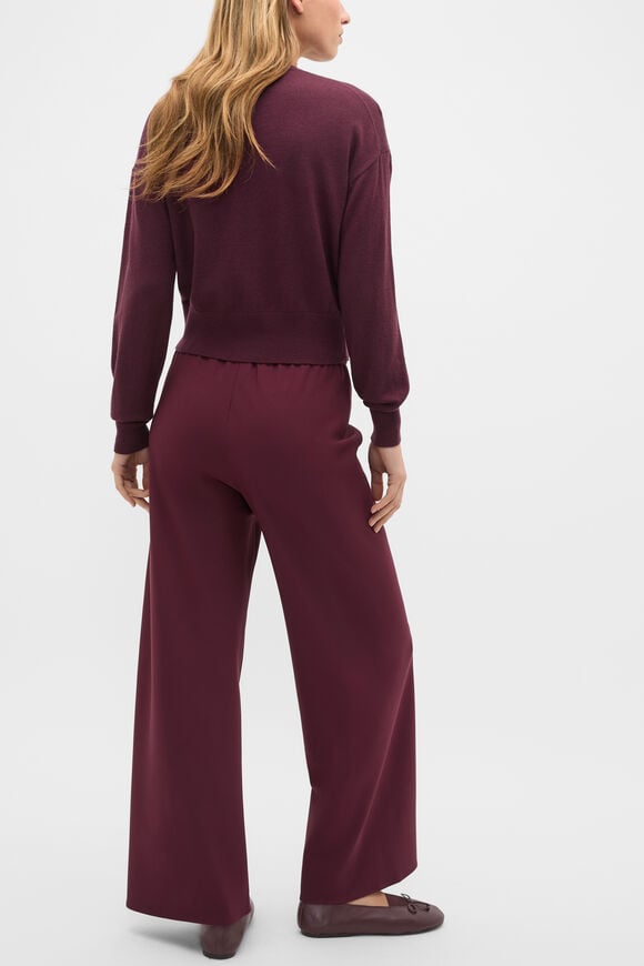 Australian Merino Relaxed Cardigan  Plum Red  hi-res