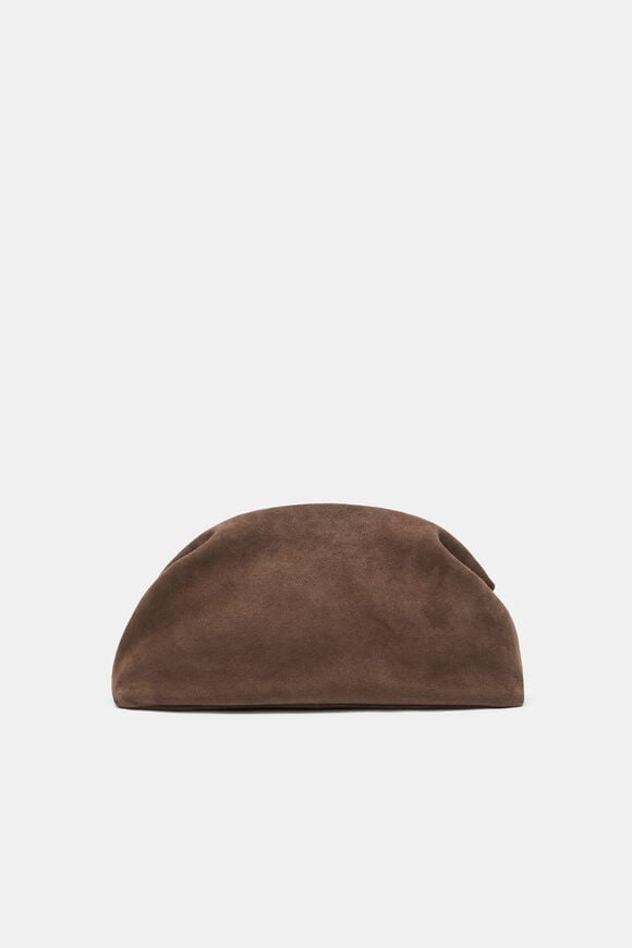 Suede Rounded Clutch  Cocoa Suede  hi-res