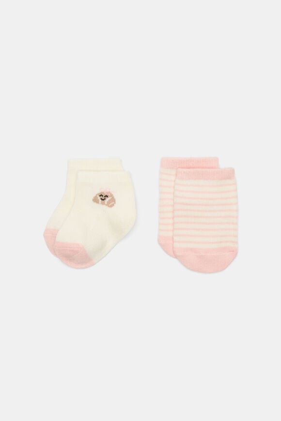 Newborn Bow Croissant Sock 2 Pack  Blush Pink  hi-res