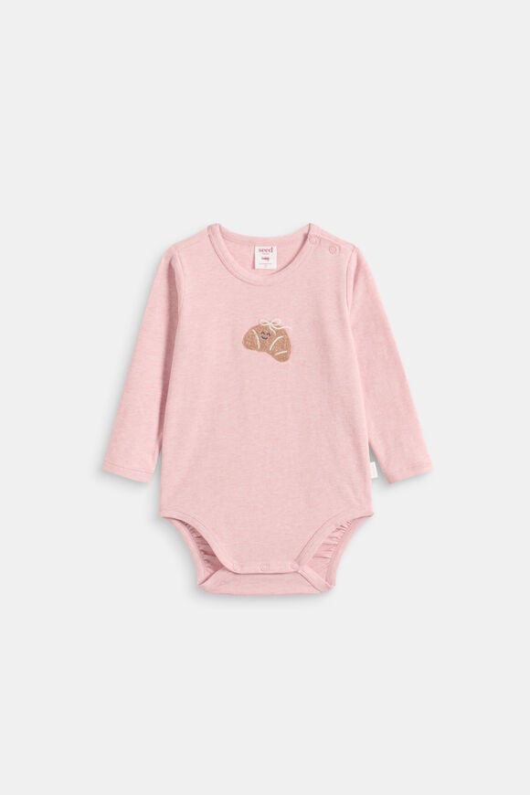 Croissant Bow Bodysuit  Blush Pink Marle  hi-res