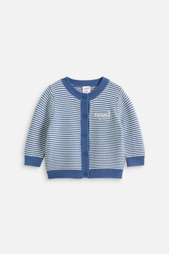 Logo Knit Cardigan  Navy Stripe  hi-res