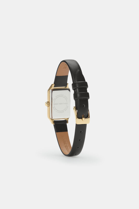 Seed Leather Watch  Black  hi-res