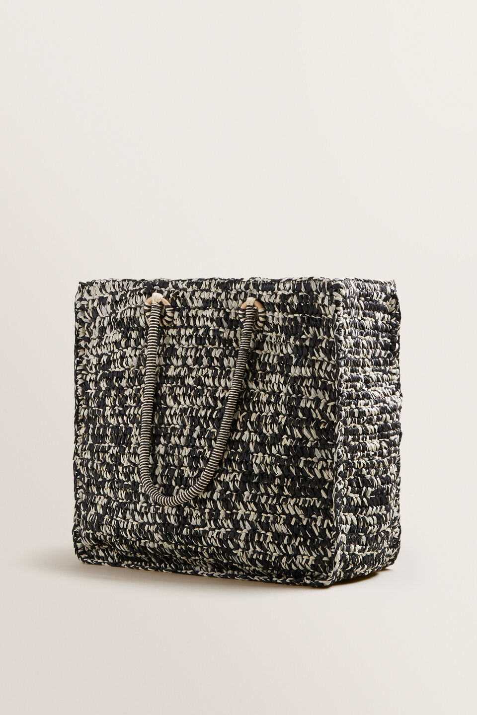 Two Tone Straw Tote  