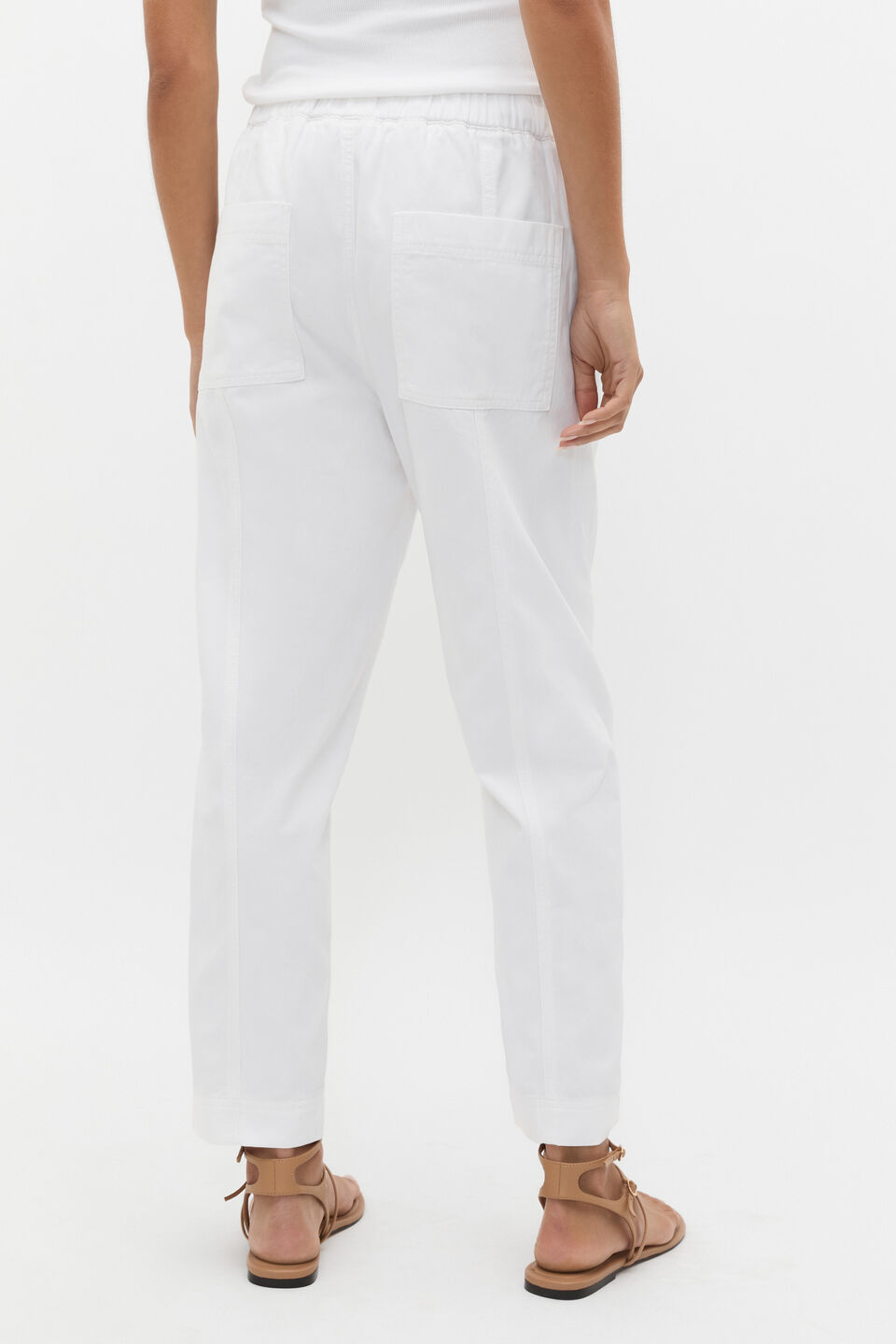 Casual Cotton Tapered Leg Pant  Whisper White