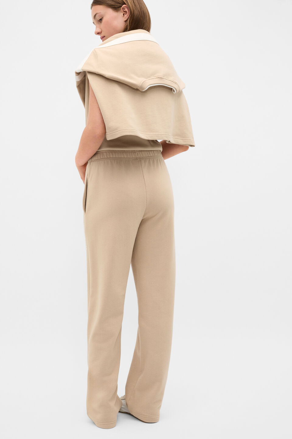 Roll Waist Logo Track Pant  Sandstone