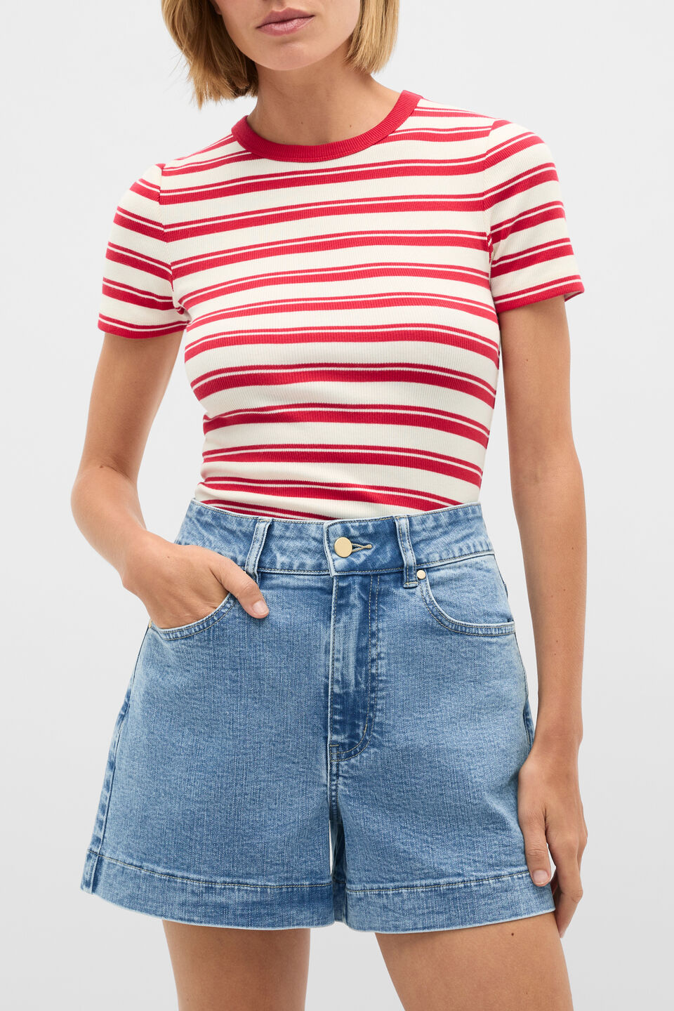 Denim High Waisted Short  Mist Blue Wash