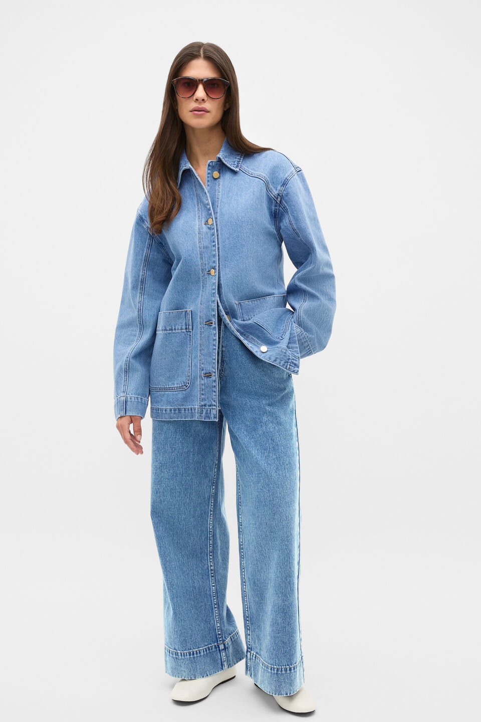 Denim Shacket  Mist Blue Wash