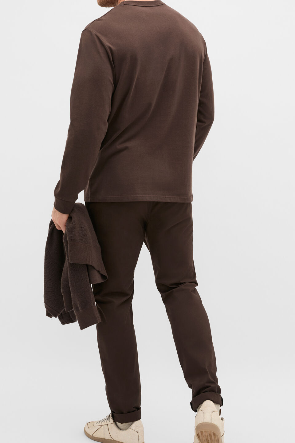 Long Sleeve Crew Neck Tee  Dark Chocolate