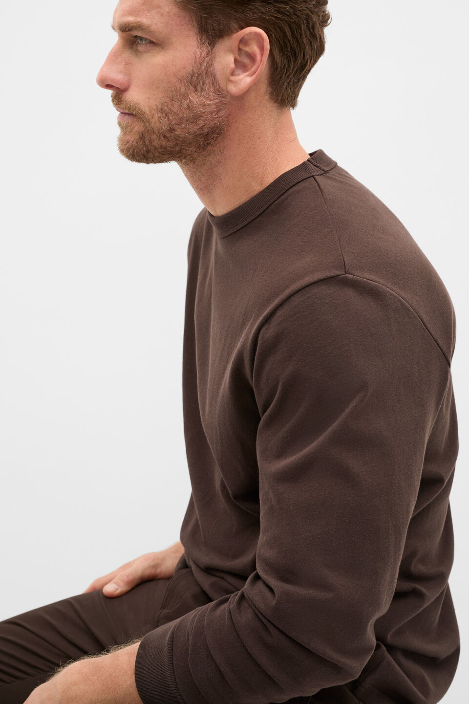 Long Sleeve Crew Neck Tee  Dark Chocolate