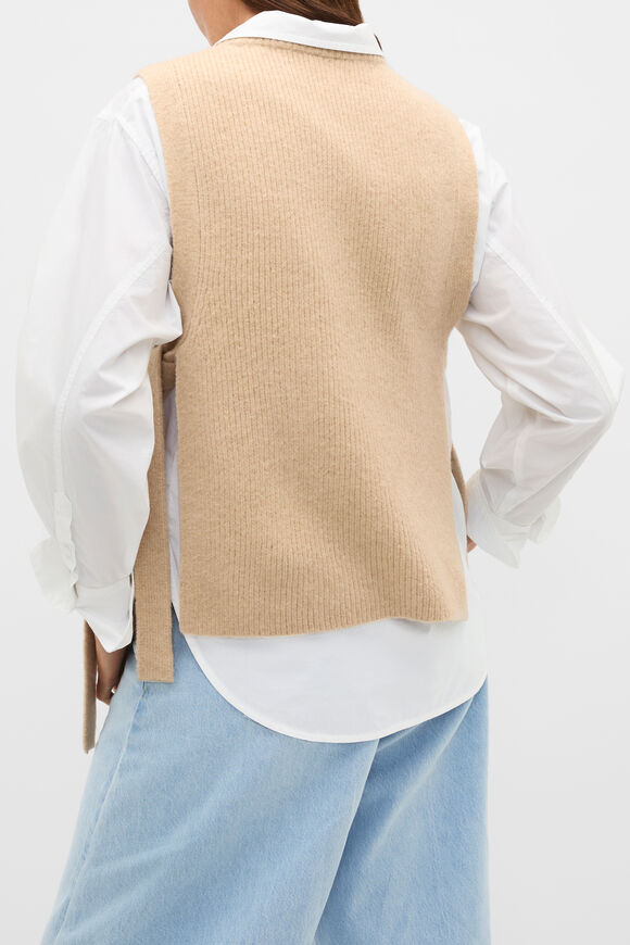 Tie Detail Collar Bib  Sandstone Marle  hi-res