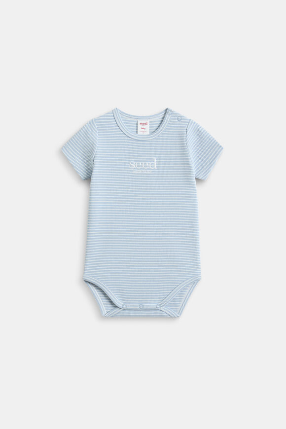 Core Rib Logo Bodysuit  Blue Stripe  hi-res