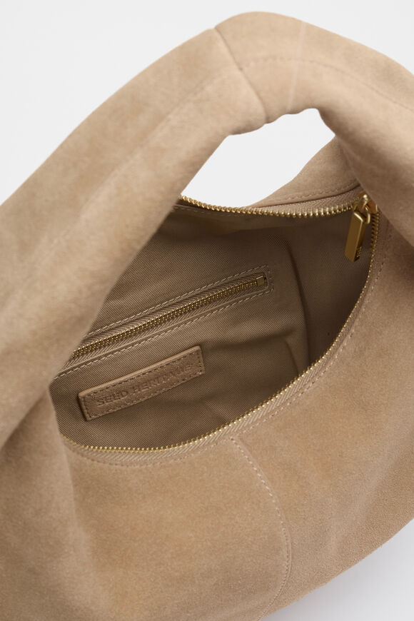 Leather Hobo Shoulder Bag  Iced Latte  hi-res