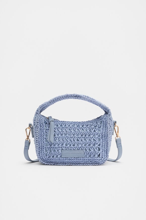 Woven Mini Cross Body Bag  Cornflower Blue  hi-res