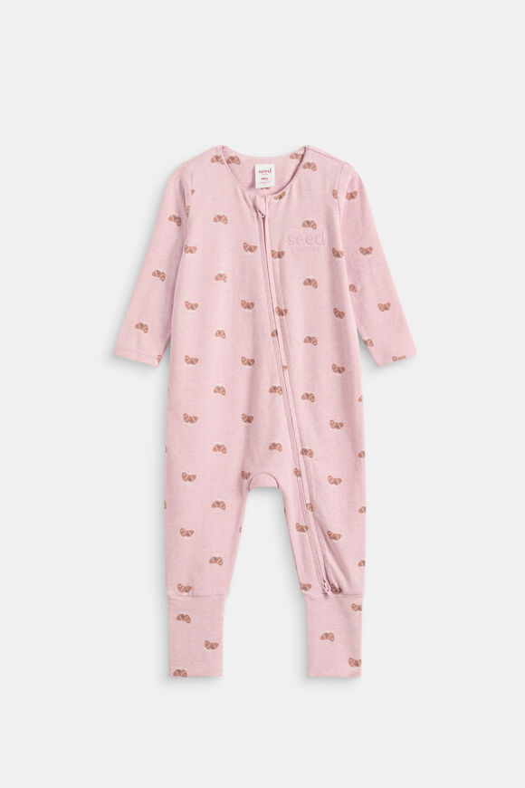 Logo Croissant Bow Zipsuit  Blush Pink Marle  hi-res