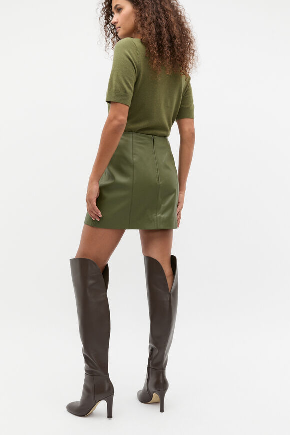 Leather Mini Panel Skirt  Rainforest  hi-res